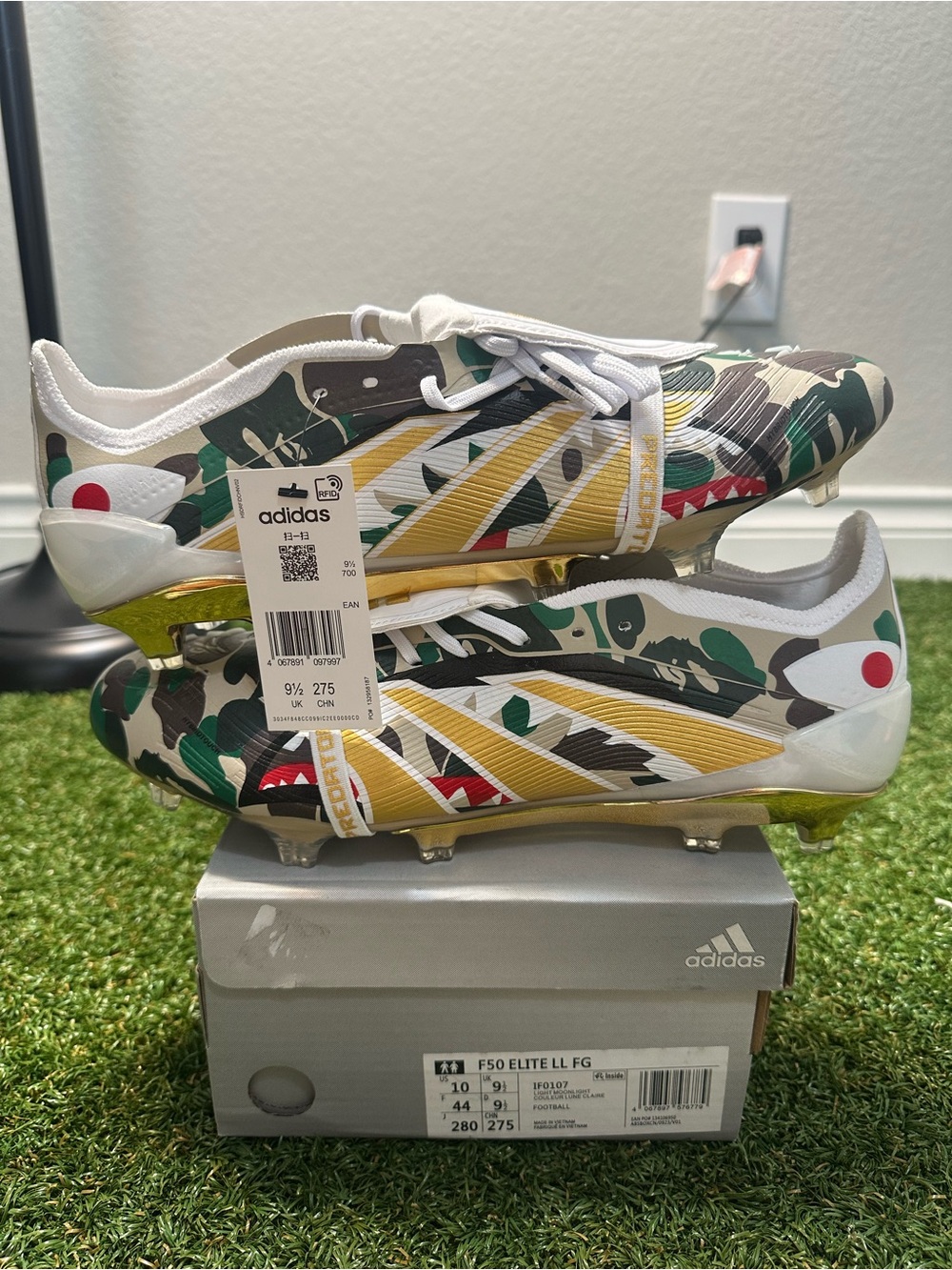 adidas BAPE Predators Elite FG Soccer Cleats - Green Camo/Gold